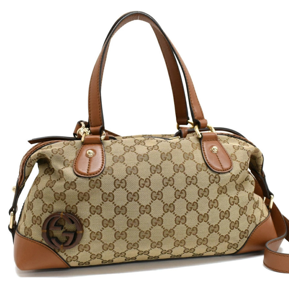 Gucci Brick Lane handbag GG canvas jacquard leather Beige Cream brown